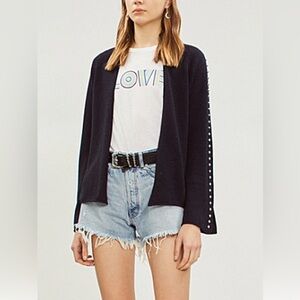 Zadig & Voltaire Lemmy gray open front cardigan with silver studs cashmere blend